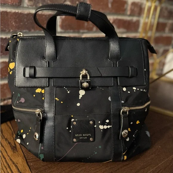 Henri Bendel Black Multicolor Splatter Backpack - Picture 1 of 8